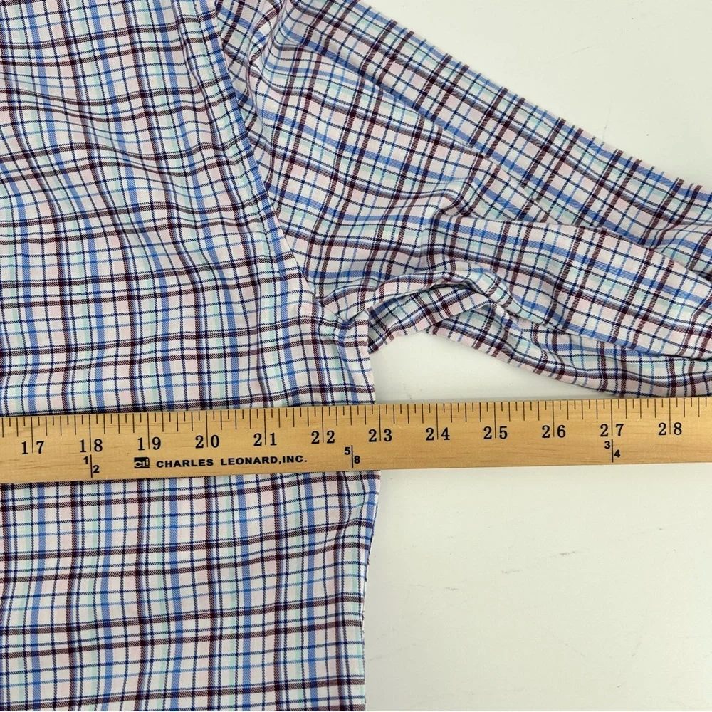 Le Tigre Men’s Long Sleeve Plaid Flannel Shirt Sz L Logo Blue Pink‎ Preppy Soft